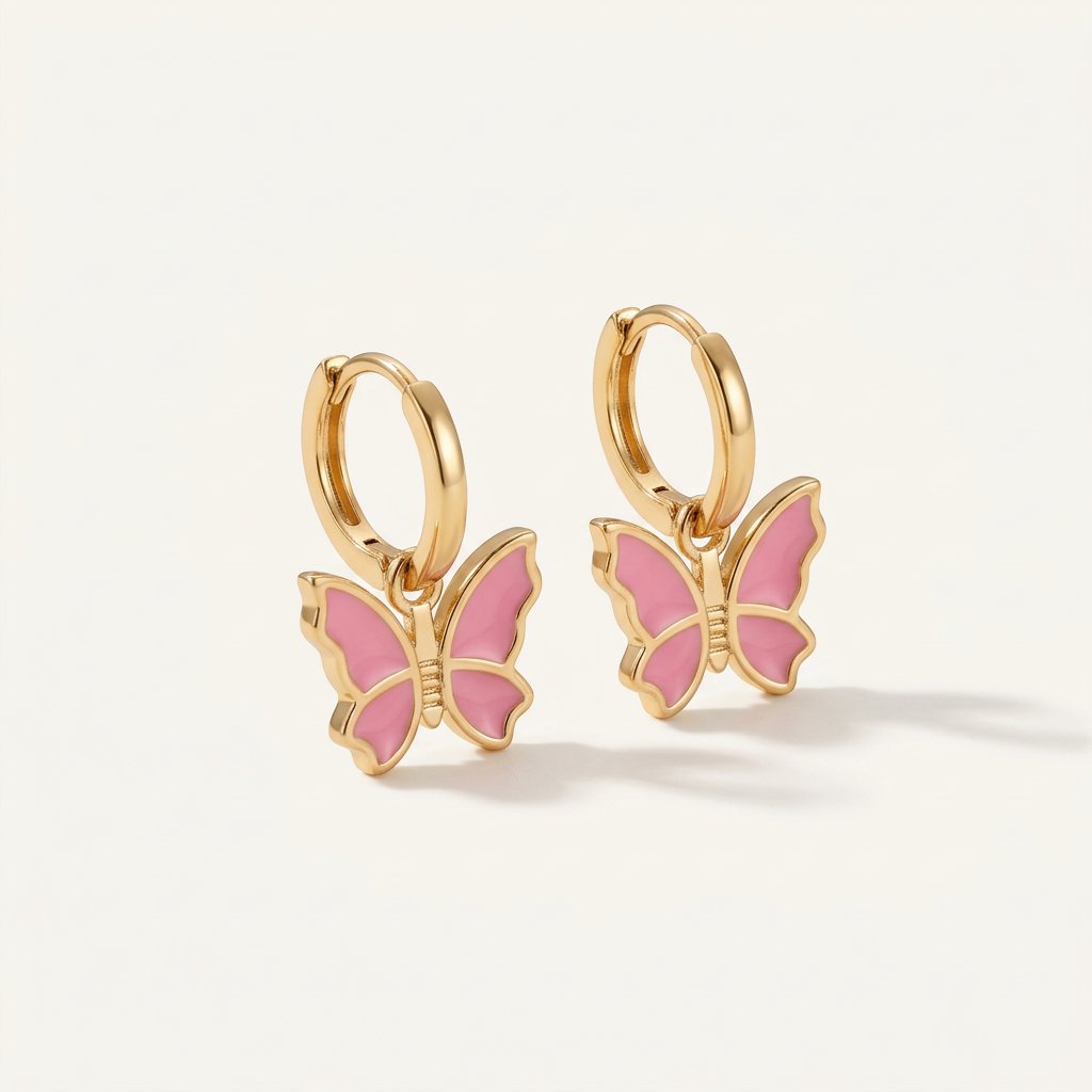 Gold Filled Reversible Butterfly Huggie Earrings