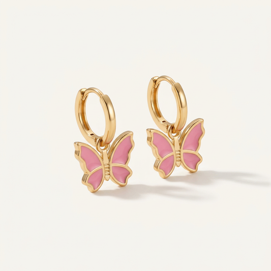 Gold Filled Reversible Butterfly Huggie Earrings
