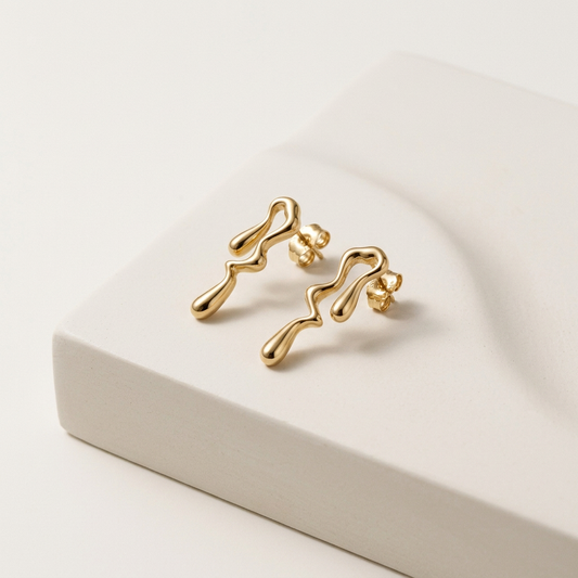 14K Gold Filled Sculptural Molten Earrings