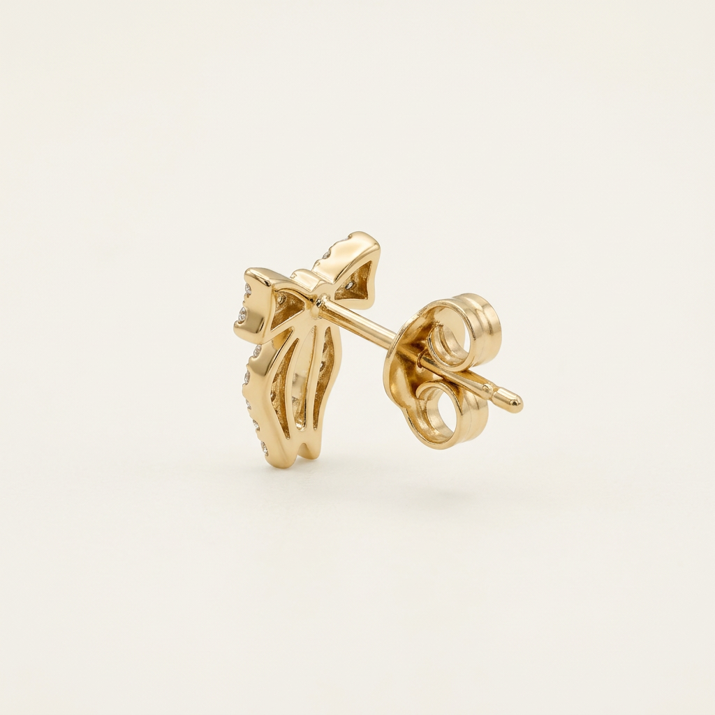 14K Gold Filled Bow Stud Earrings with Cubic Zirconia