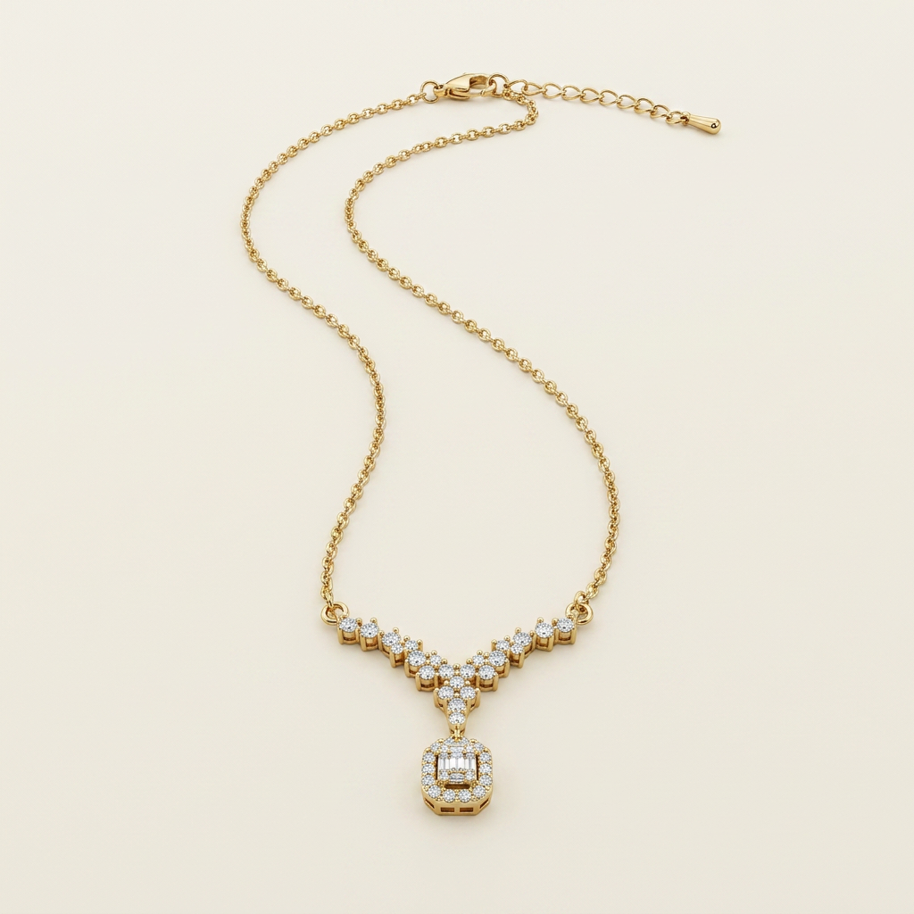 14K Gold Filled Cubic Zirconia Y-Necklace