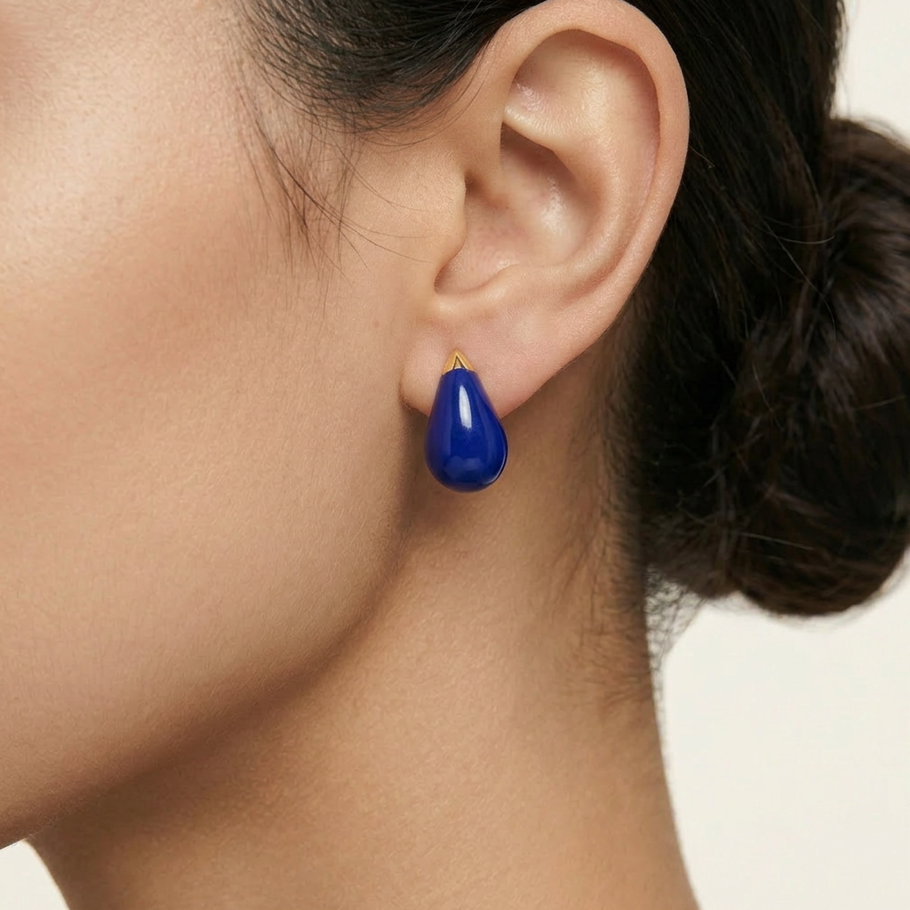 14K Gold Filled Cobalt Blue Teardrop Stud Earrings
