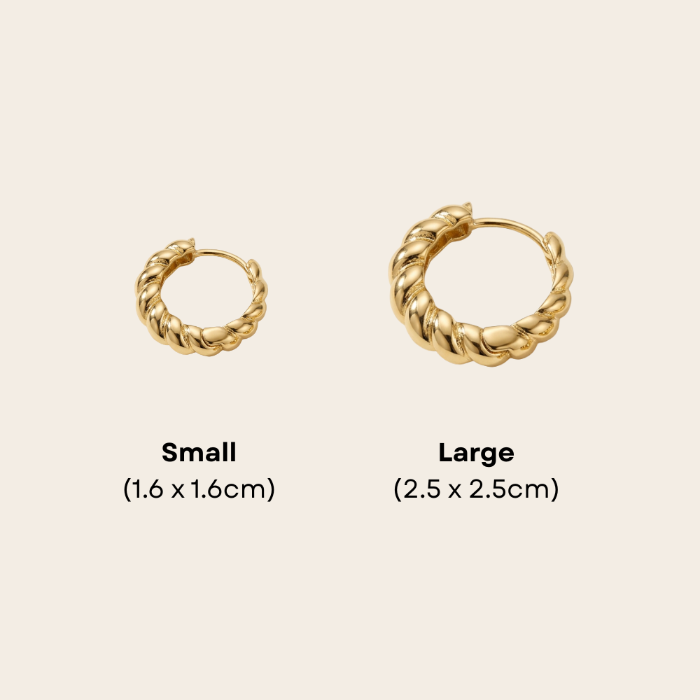 14K Gold Filled Twisted Rope Huggie Earrings