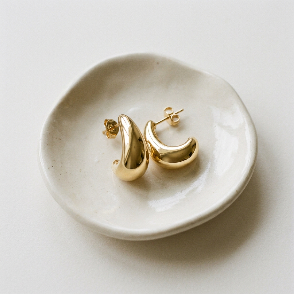 14K Polished Gold Filled Droplet Stud Earrings