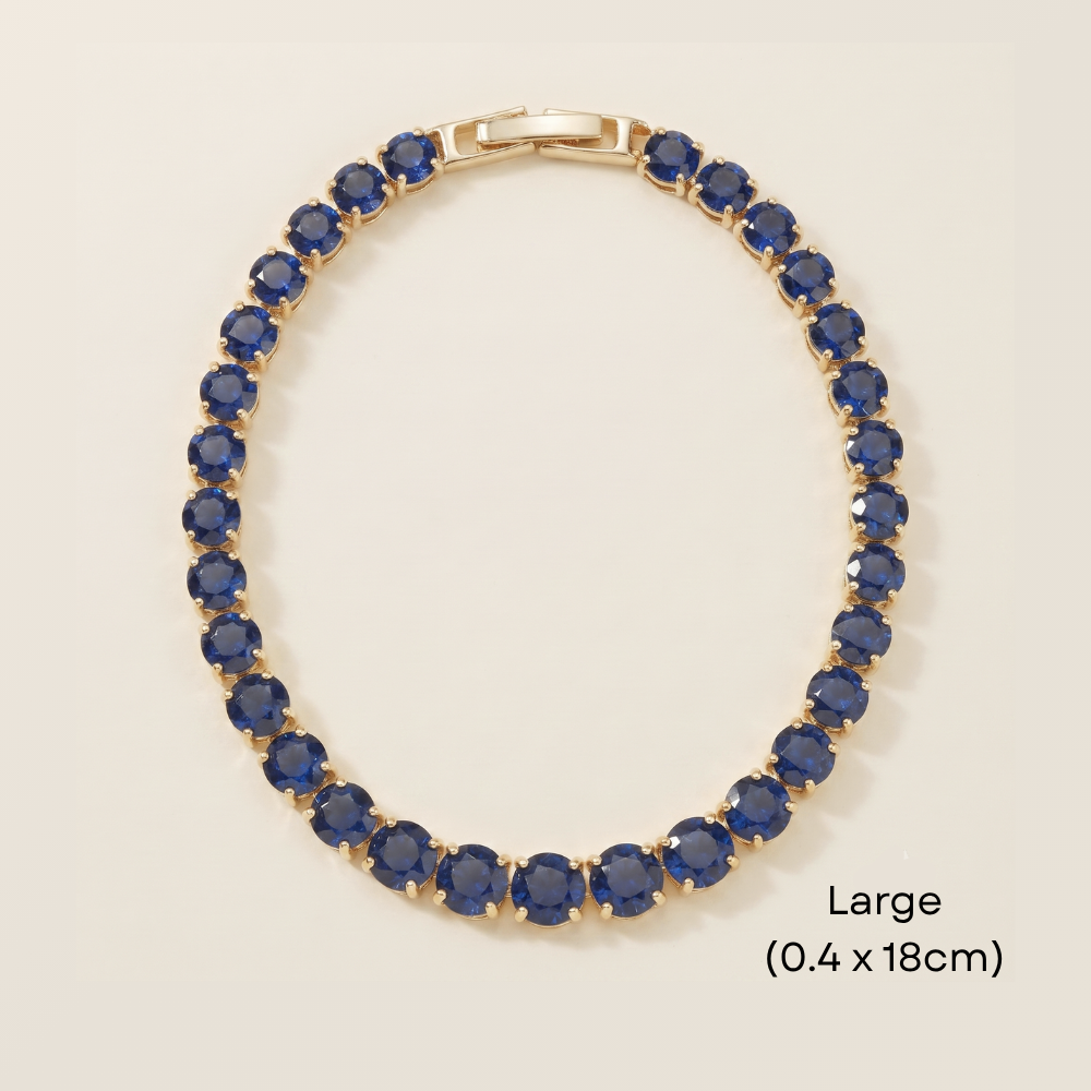 14K Gold Filled Tennis Bracelet - Sapphire Blue