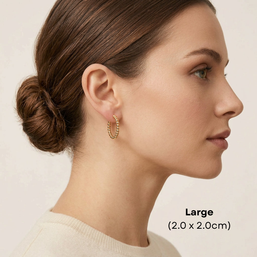 14K Gold Filled Beaded Huggie Hoop Earrings
