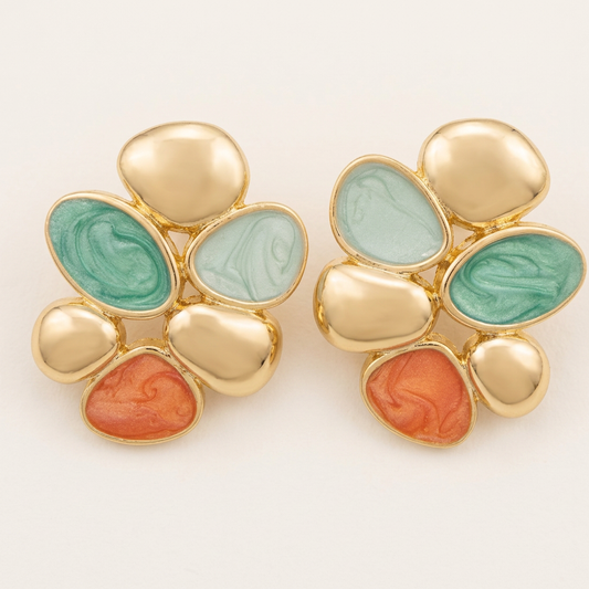 14K Organic Pebble Cluster Earrings
