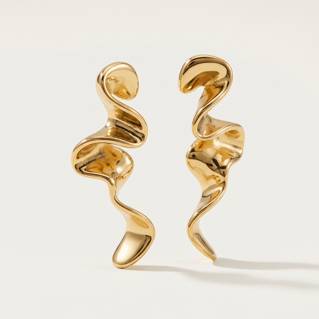 14K Gold Filled Sculptural Flow Drop Earrings