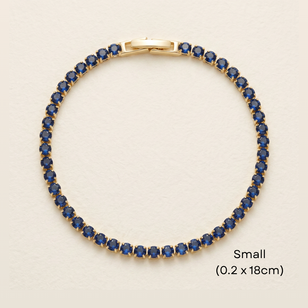 14K Gold Filled Tennis Bracelet - Sapphire Blue