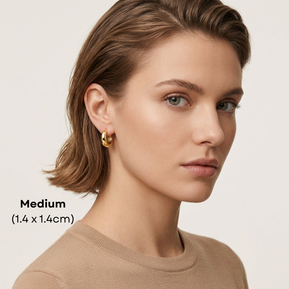 14K Gold Filled Sculptural Dome Huggie Earrings