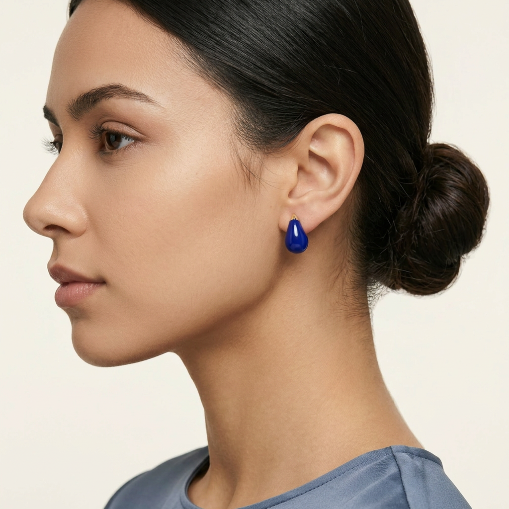14K Gold Filled Cobalt Blue Teardrop Stud Earrings