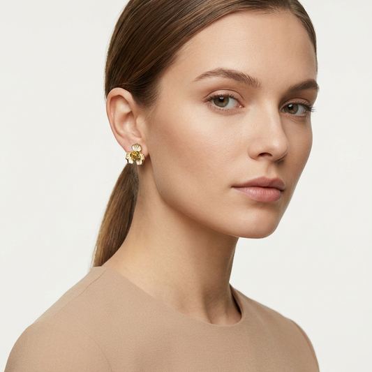 14K Gold Filled Enamel Flower Stud Earrings