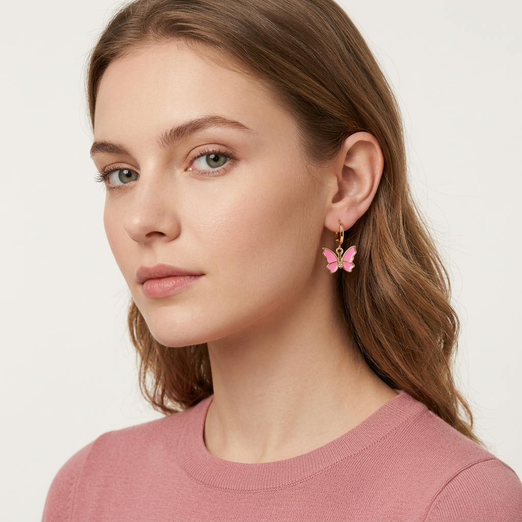 Gold Filled Reversible Butterfly Huggie Earrings