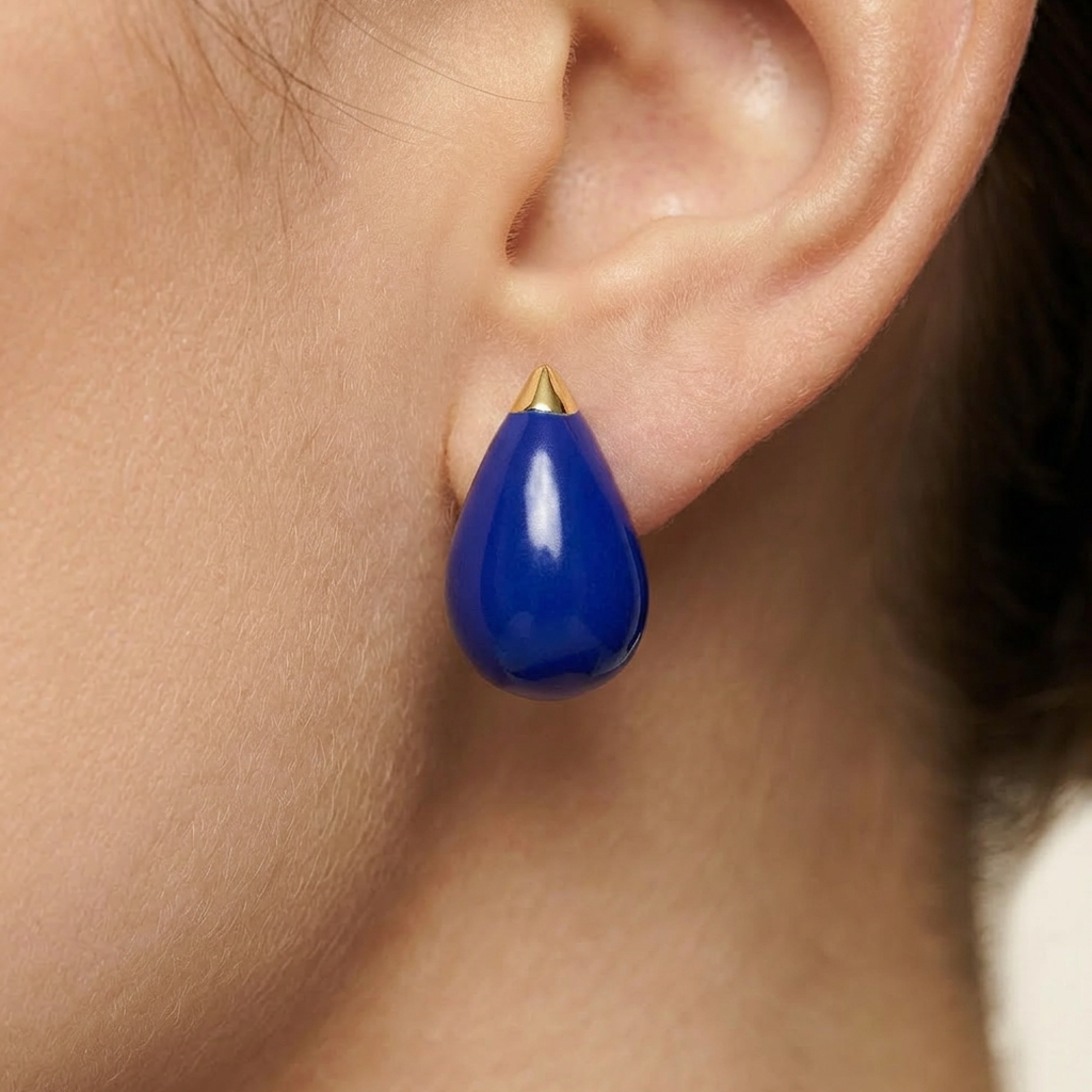 14K Gold Filled Cobalt Blue Teardrop Stud Earrings