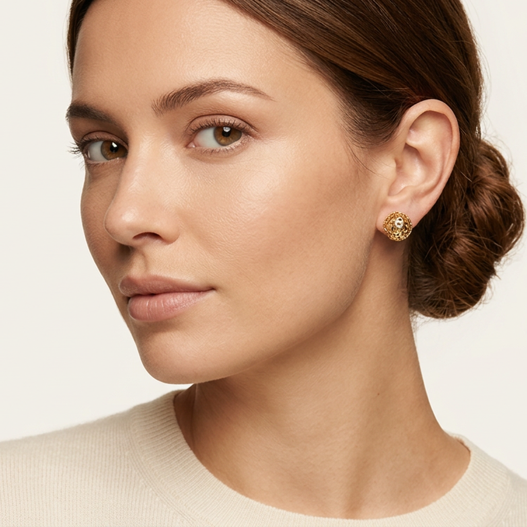 14K Gold Filled Filigree Orb Stud Earrings