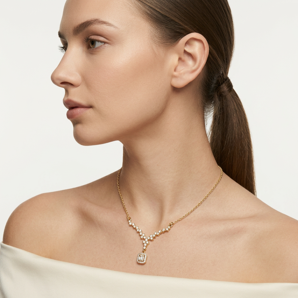 14K Gold Filled Cubic Zirconia Y-Necklace