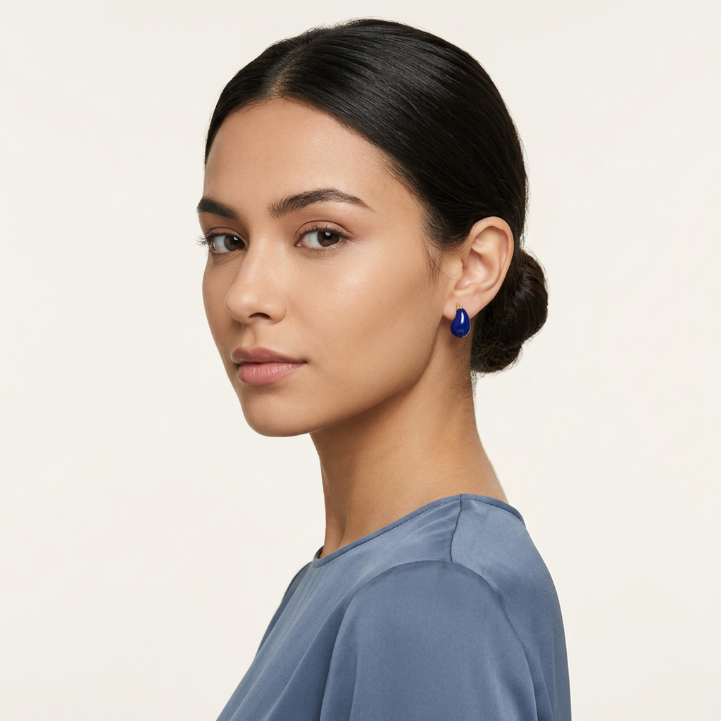 14K Gold Filled Cobalt Blue Teardrop Stud Earrings