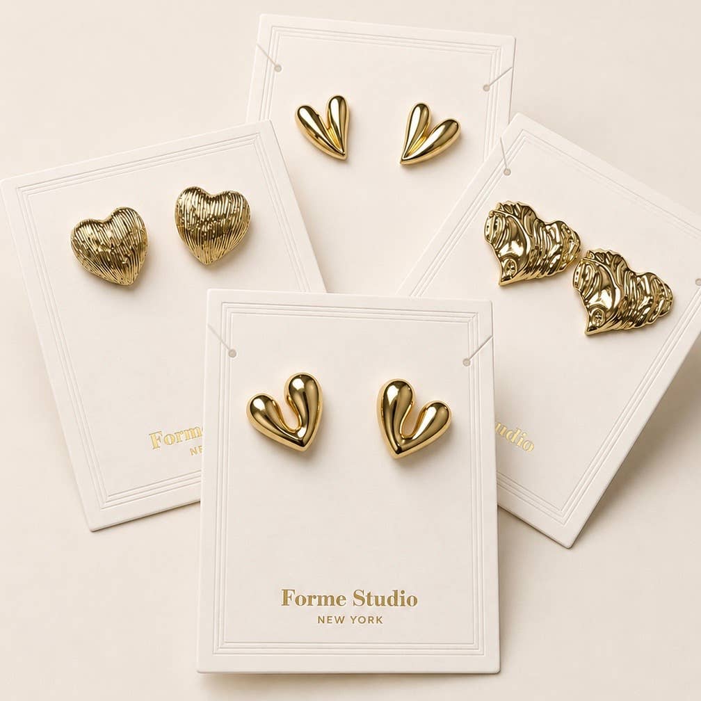 14K Gold Filled Sculptural Crumpled Heart Earrings