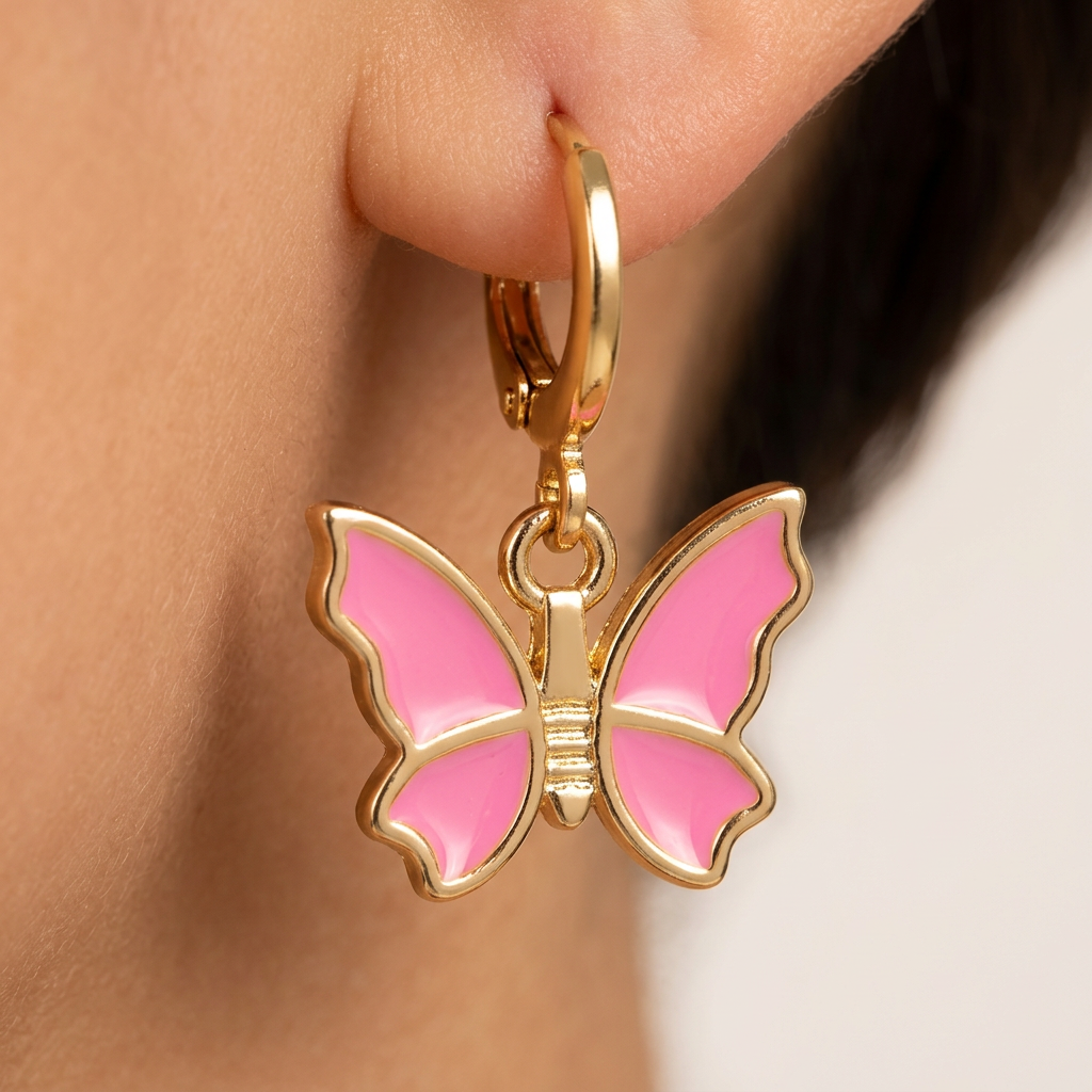 Gold Filled Reversible Butterfly Huggie Earrings