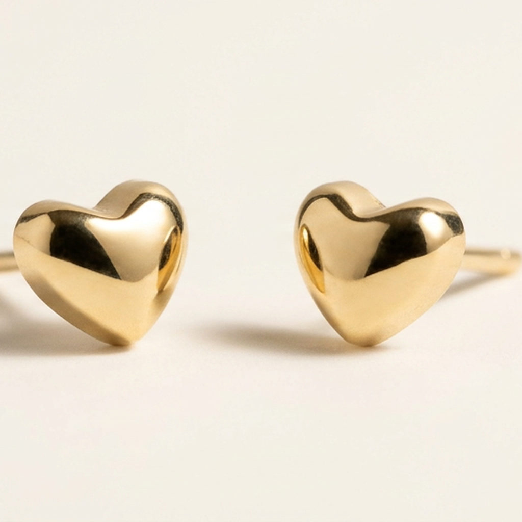 14K Polished Gold Filled Heart Stud Earrings