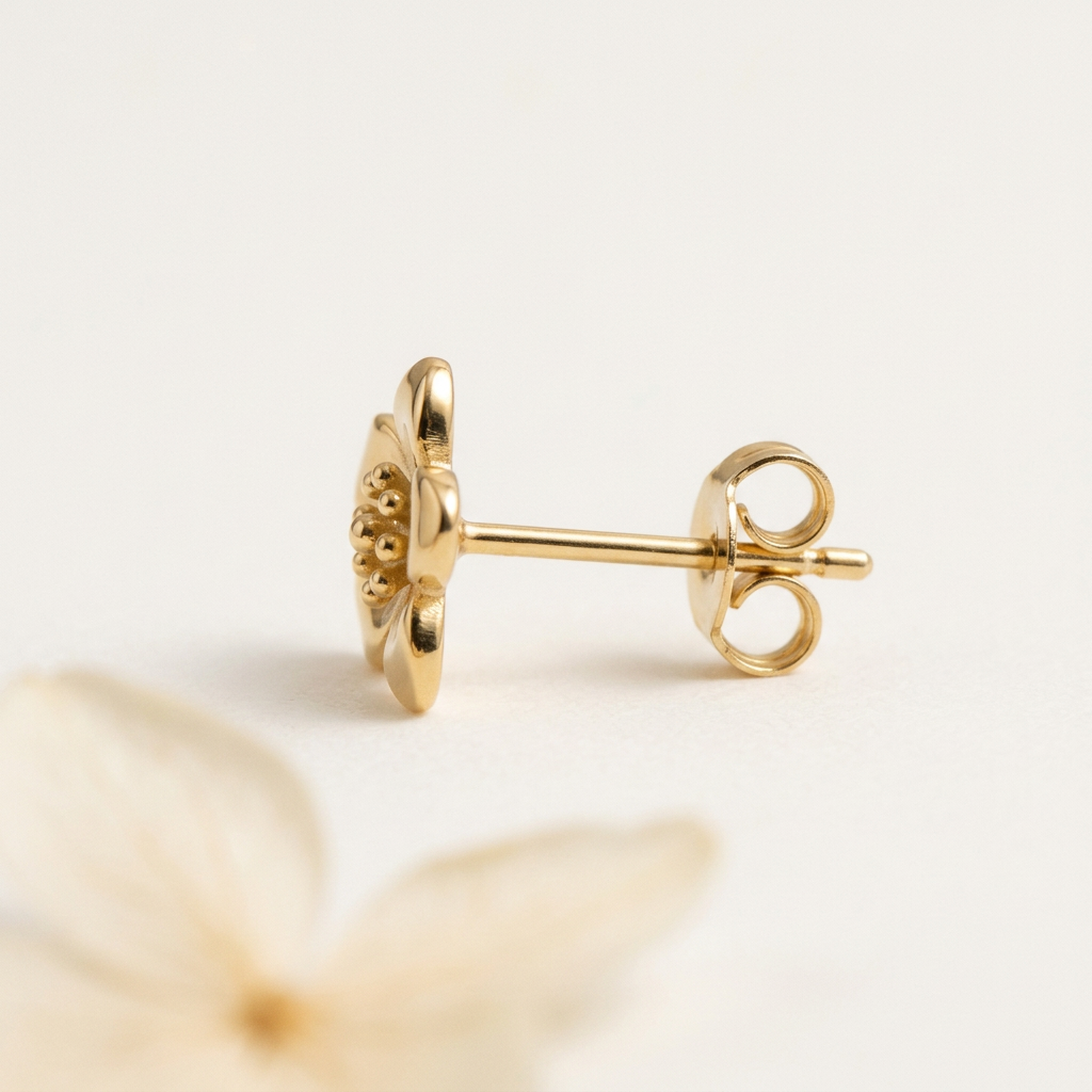 14K Gold Filled Floral Stud Earrings – Classic Bloom