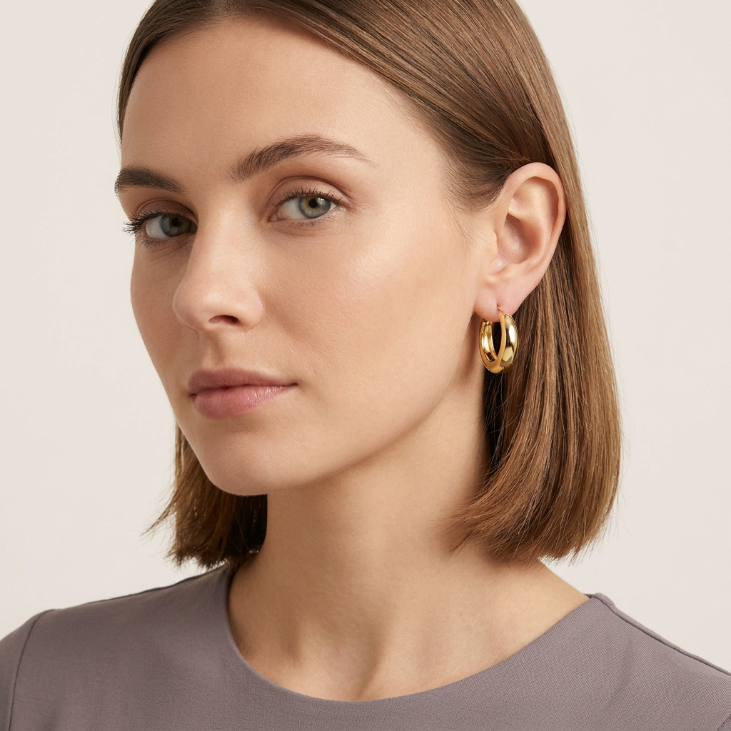 14K Gold Filled Sculptural Dome Huggie Earrings