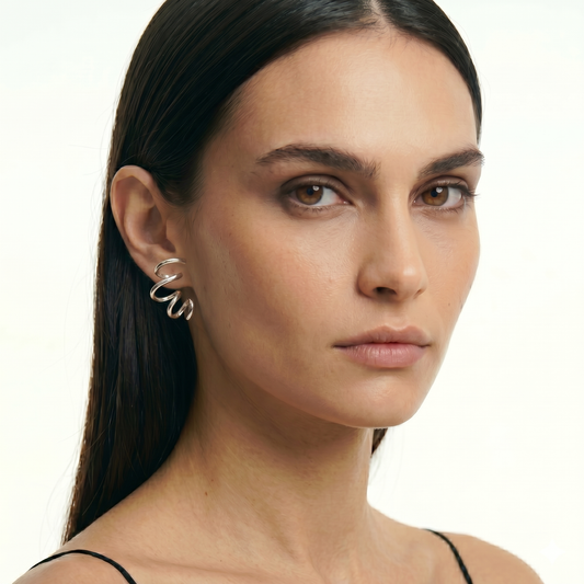 Rhodium Sculptural Swirl Earrings