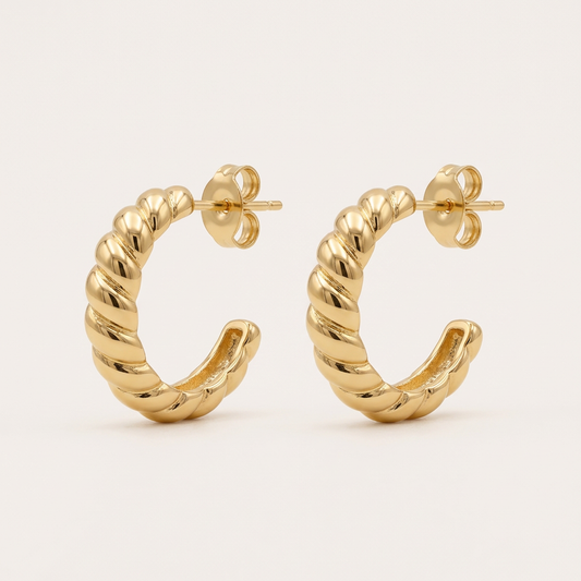 Twisted Croissant 14K Gold Filled Hoop Earrings