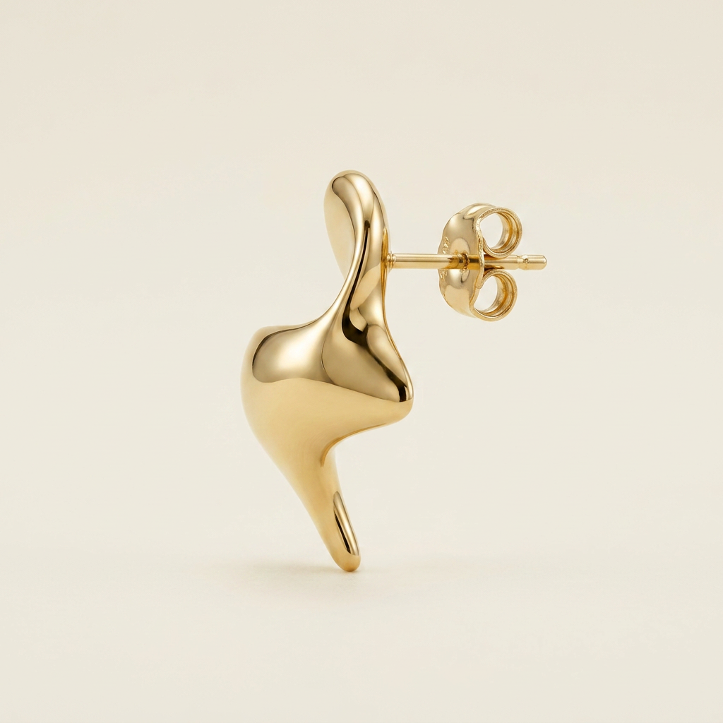 14K Gold Filled Sculptural Fluid Abstract Stud Earrings