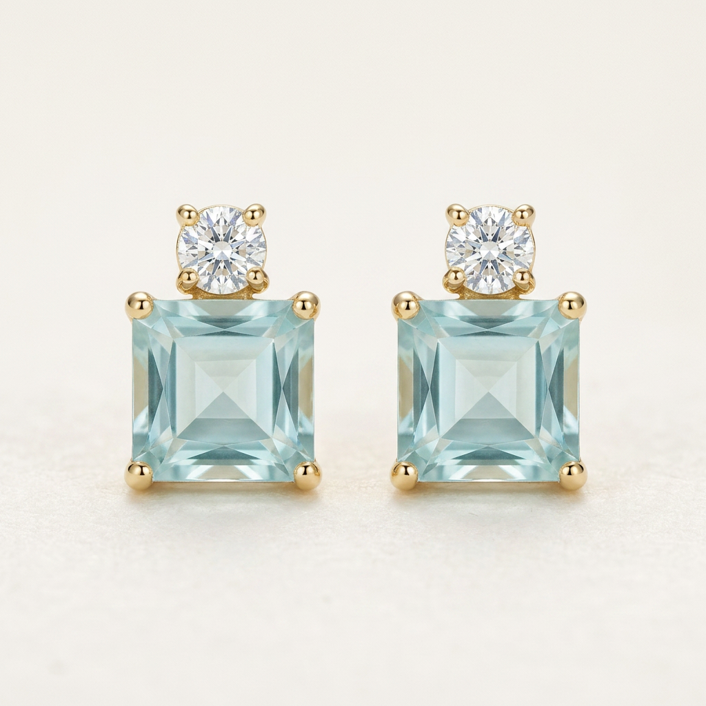 14K Gold Filled Light Blue Stud Earrings