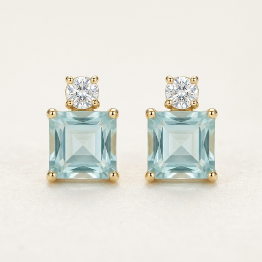 14K Gold Filled Light Blue Stud Earrings