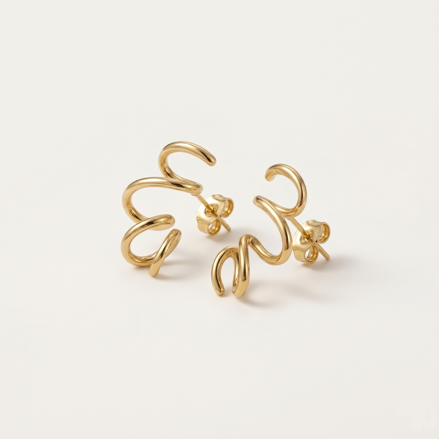 14K Gold Filled Modern Sculptural Ribbon Earrings
