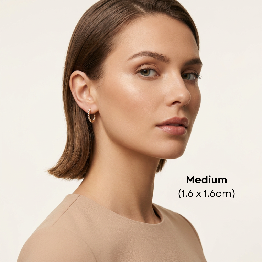 14K Gold Filled Beaded Huggie Hoop Earrings