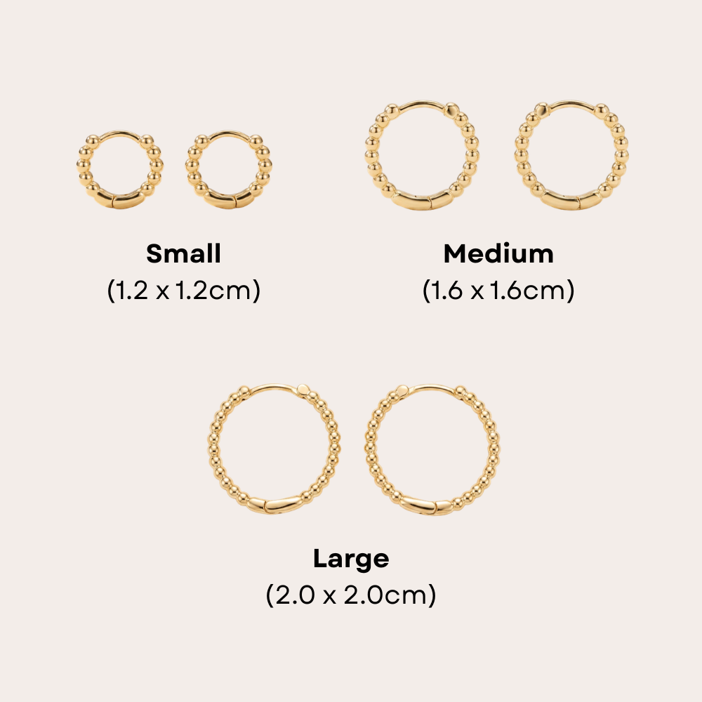 14K Gold Filled Beaded Huggie Hoop Earrings