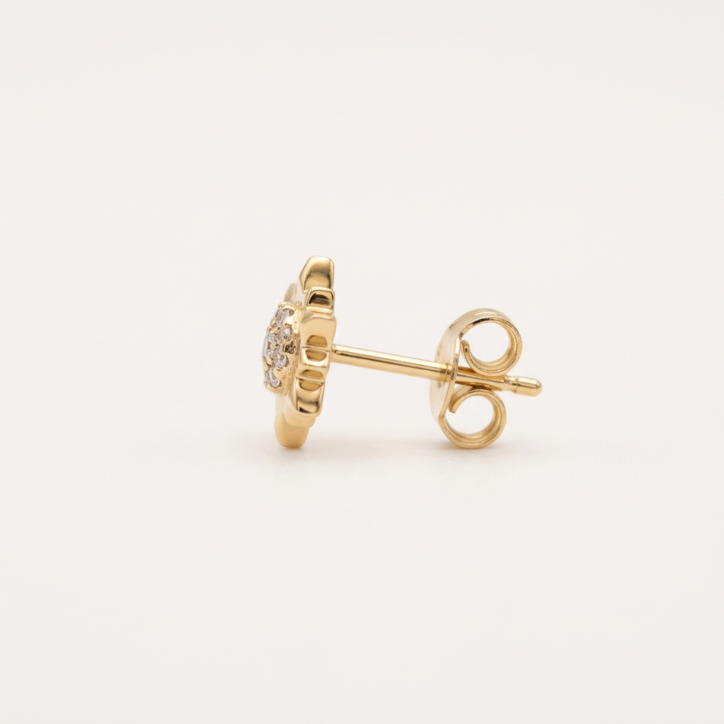14K Gold Filled Starburst Cubic Zirconia Stud Earrings