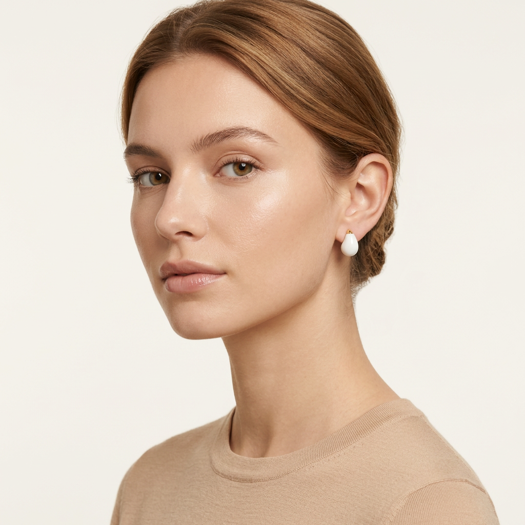 14K Gold Filled White Teardrop Gold Filled Studs