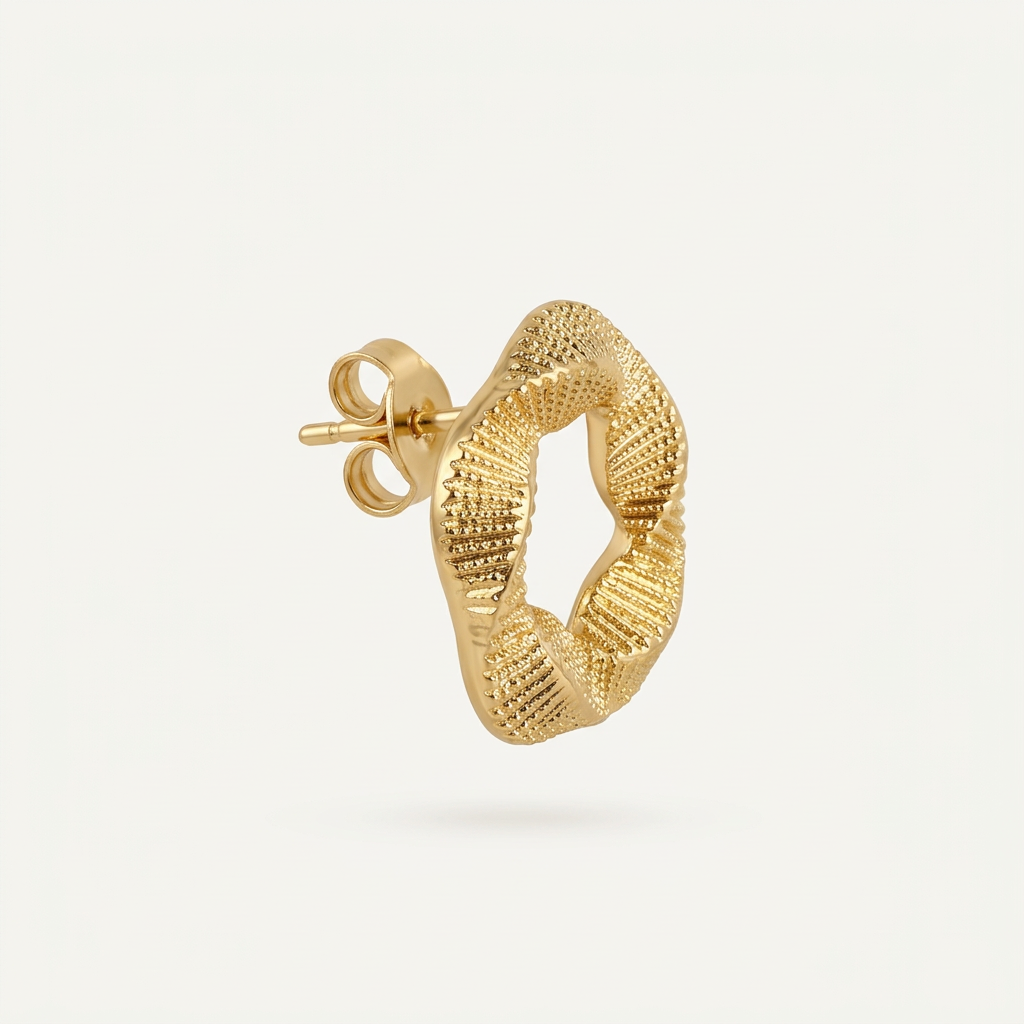 14K Gold Filled Pleated Organic Stud Earrings