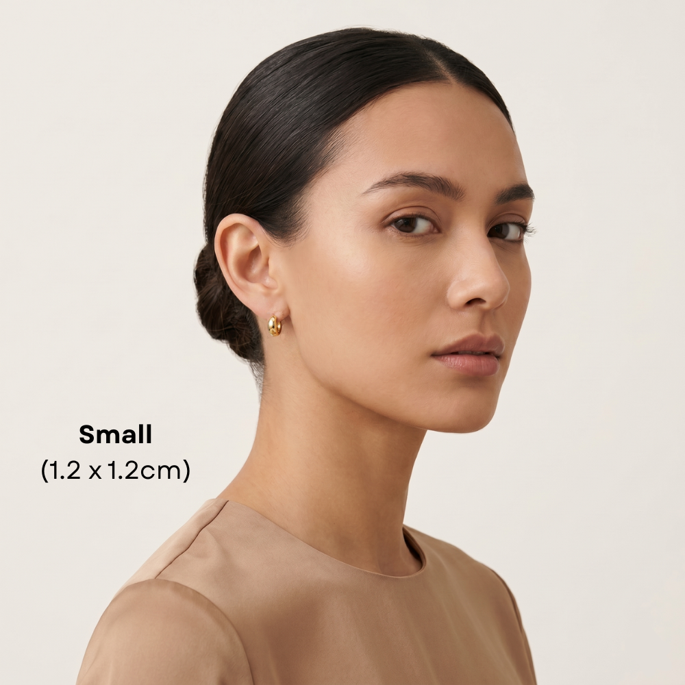 14K Gold Filled Sculptural Dome Huggie Earrings