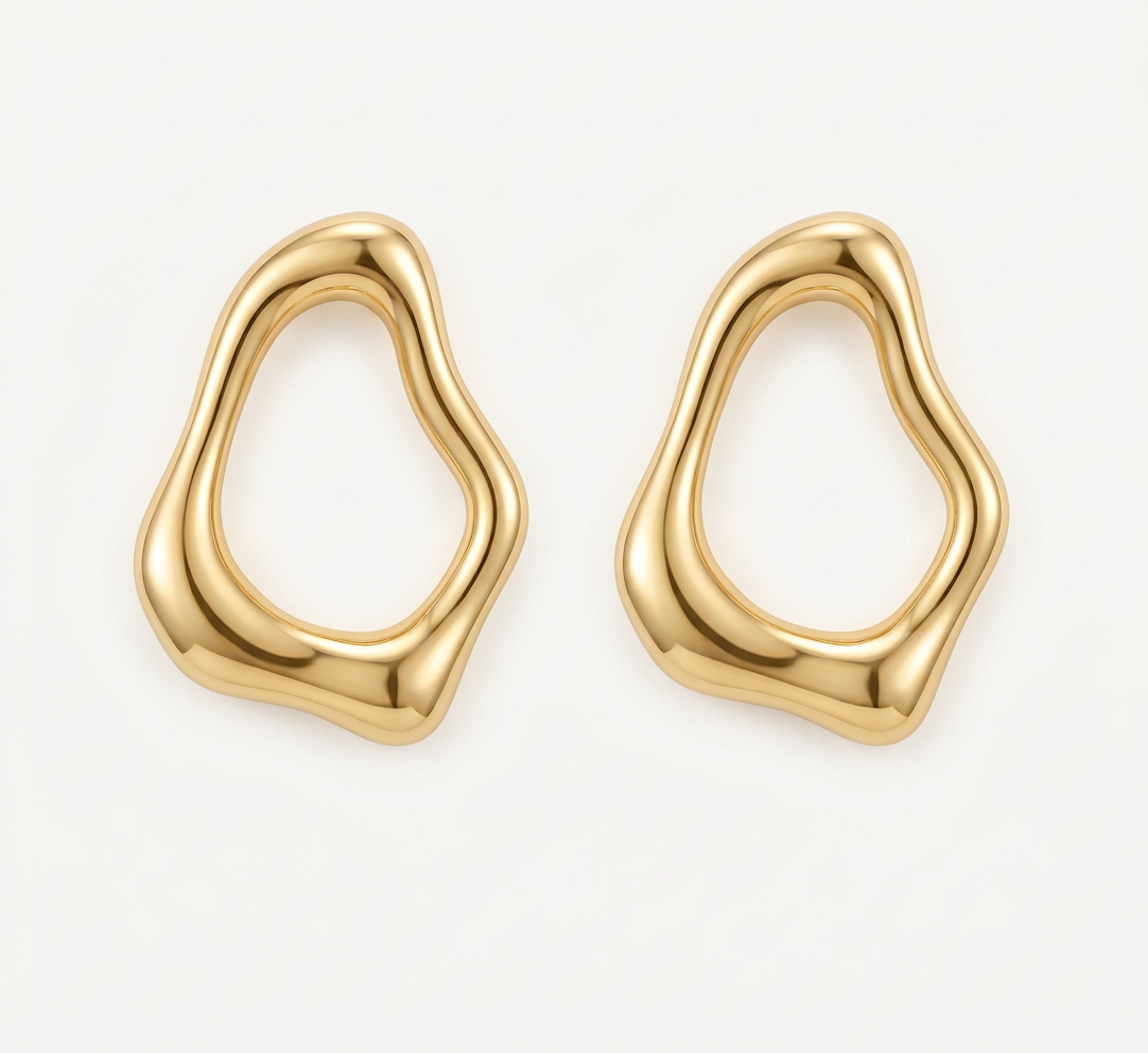 14K Gold Filled Aura Sculptural Organic Forme Stud Earrings