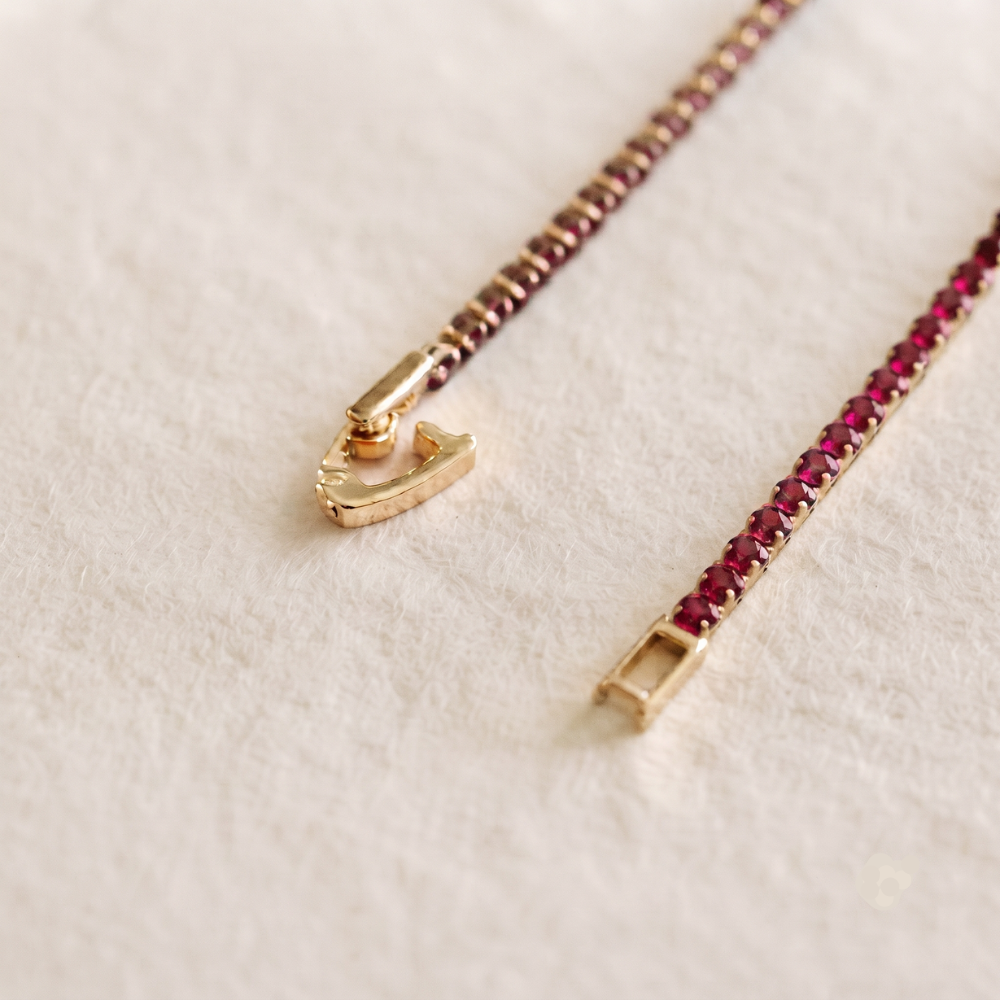 14K Gold Filled Tennis Bracelet - Ruby Red