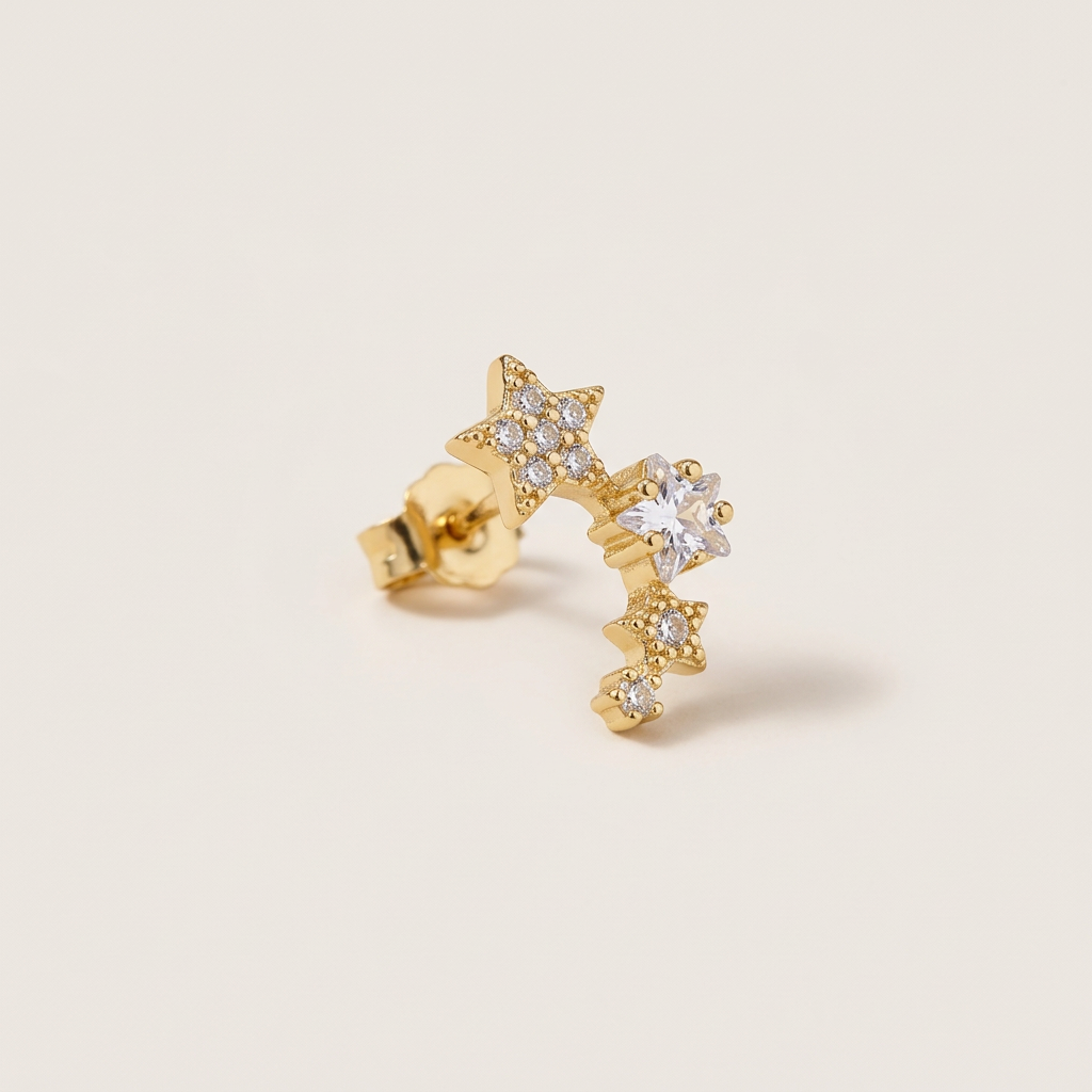 14K Gold Filled Cubic Zirconia Star Cluster Stud Earrings