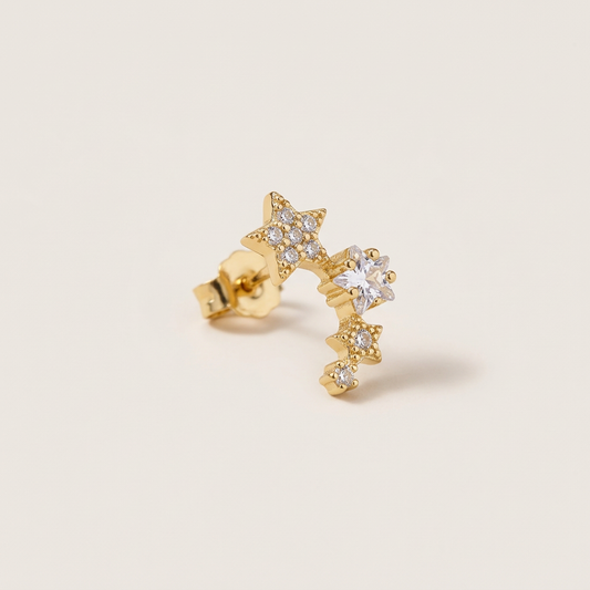 14K Gold Filled Cubic Zirconia Star Cluster Stud Earrings