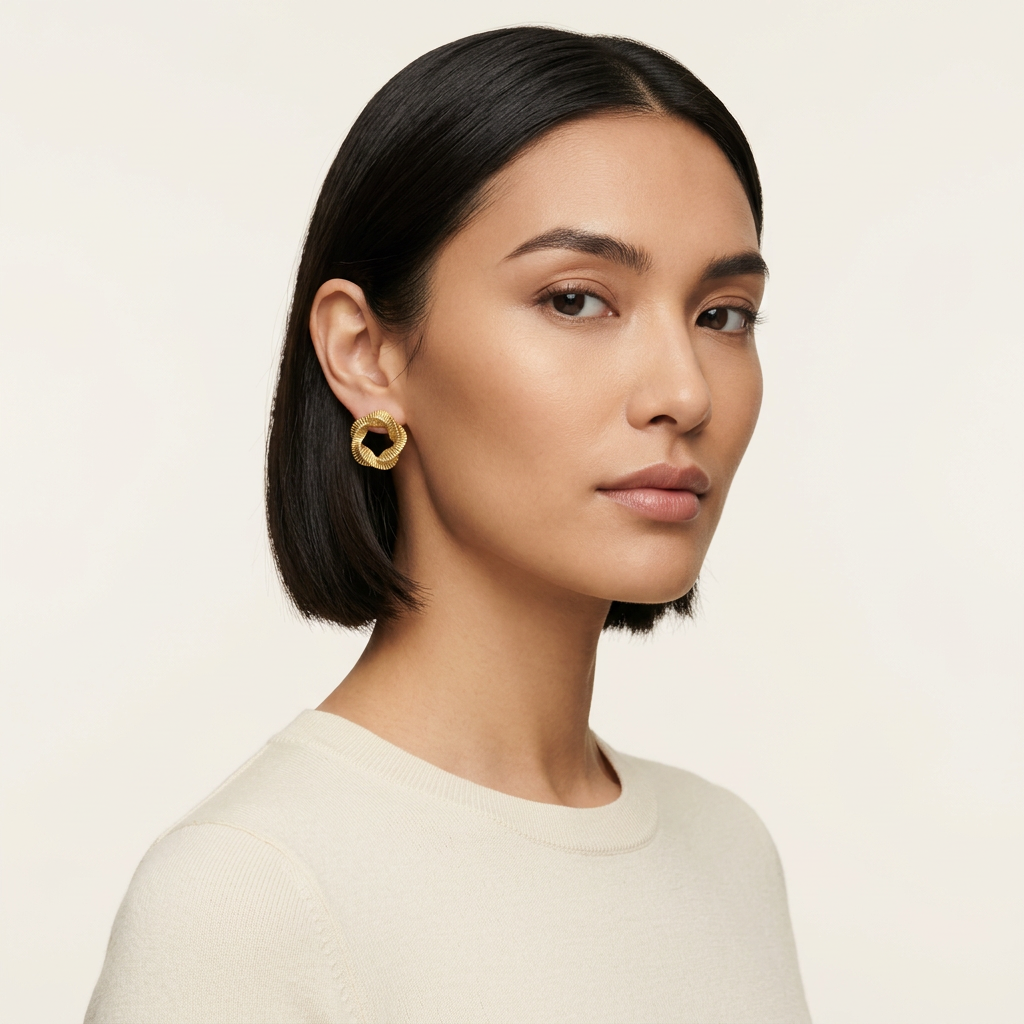 14K Gold Filled Pleated Organic Stud Earrings