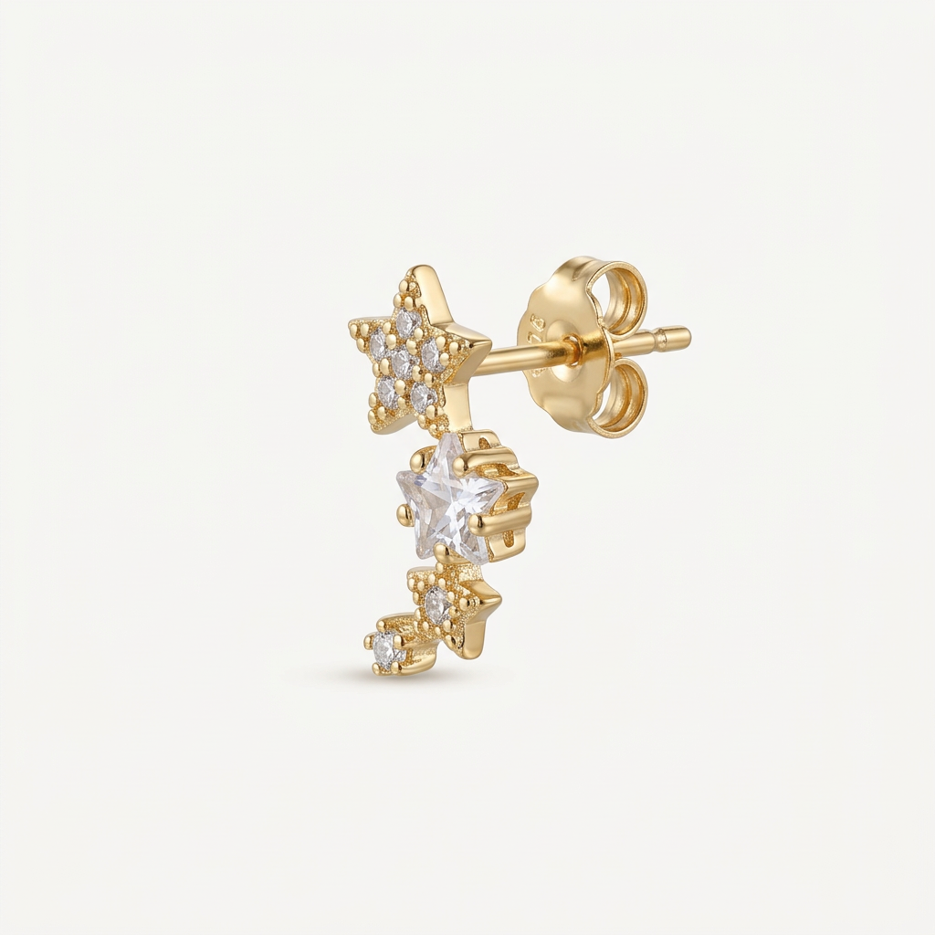 14K Gold Filled Cubic Zirconia Star Cluster Stud Earrings