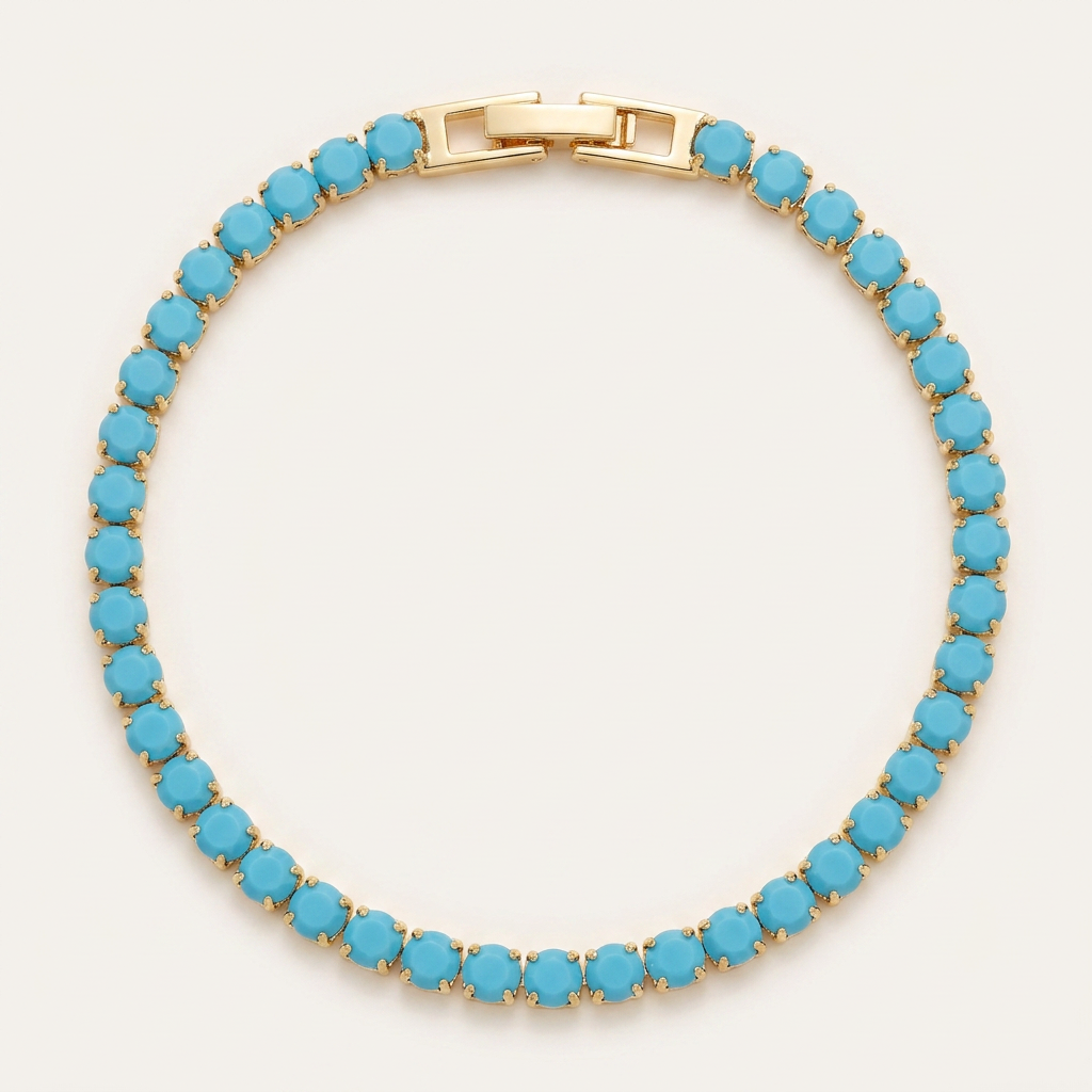 14K Gold Filled Tennis Bracelet - Turquoise