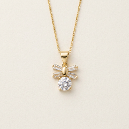 14K Gold Filled Cubic Zirconia Bow Pendant Necklace