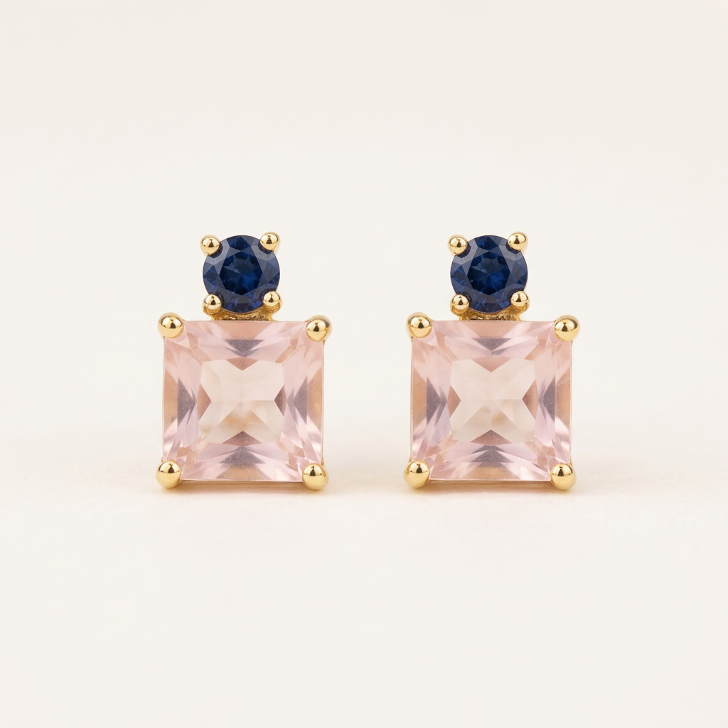 14K Gold Filled Pink Twilight & Rose Stud Earrings