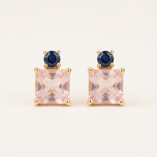 14K Gold Filled Pink Twilight & Rose Stud Earrings