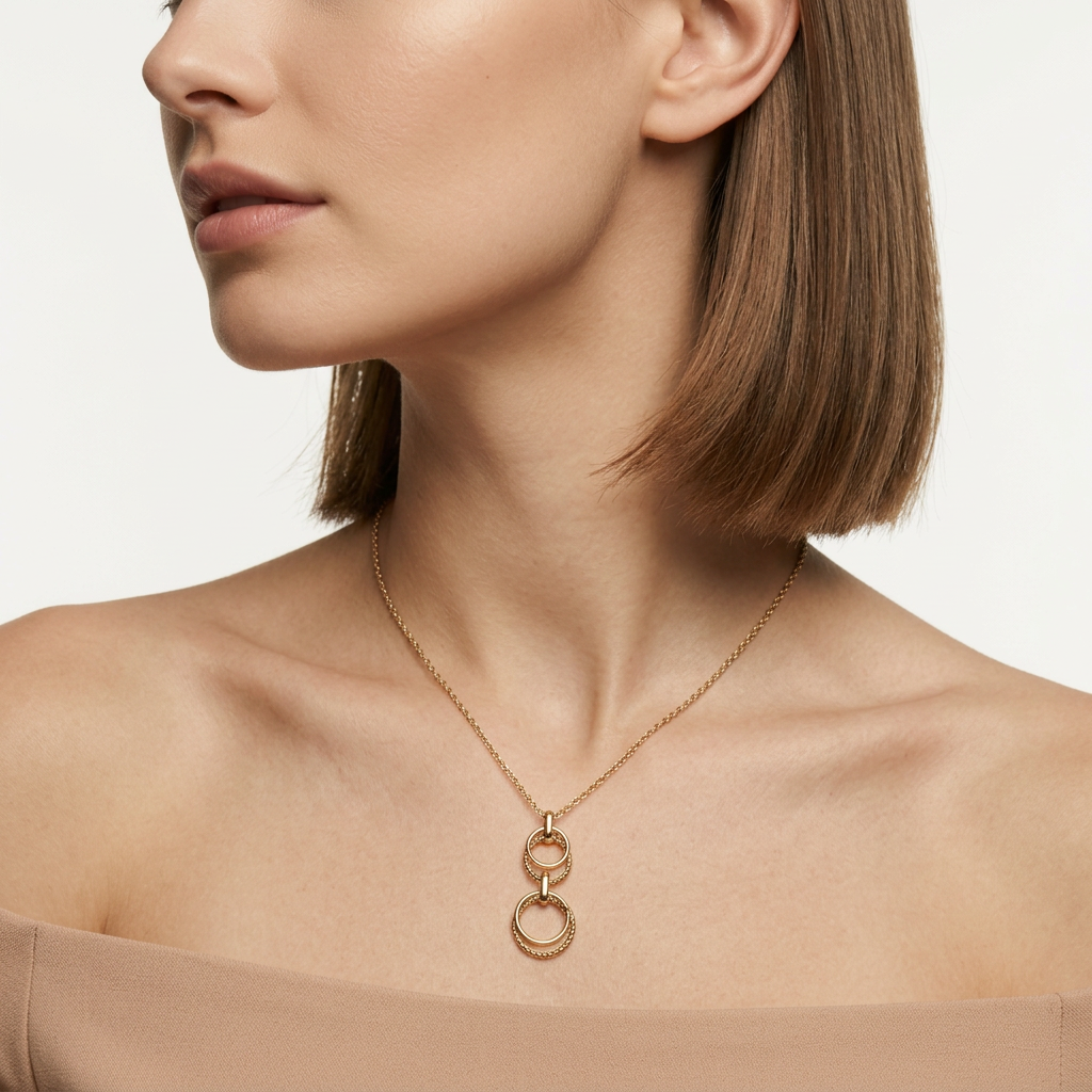 14K Gold Filled Interlocking Circles Pendant Necklace