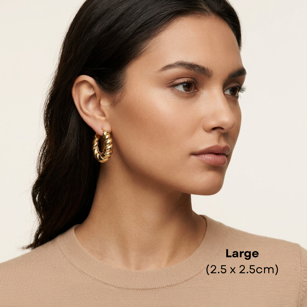 14K Gold Filled Twisted Rope Huggie Earrings